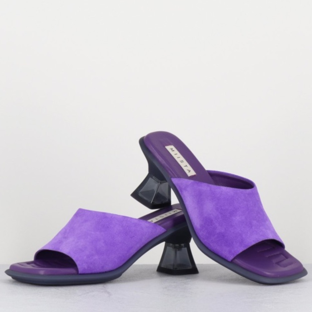 Miista Synthia purple suede cushioned heeled Sandals US 8 NEW
